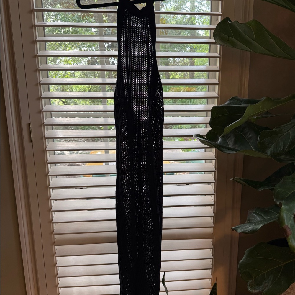 Beach Riot Black Knit Halter Top Cover Up Dress